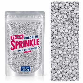 TT-BOX Sprinkles Confeti Comestible, Multicolor Pastel, 200 g, Decoración para Repostería, Pasteles y Cupcakes (Plata)