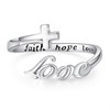 Love Ring,Love Cross Rings,S925 Sterling Silver Adjustable Faith Hope Love