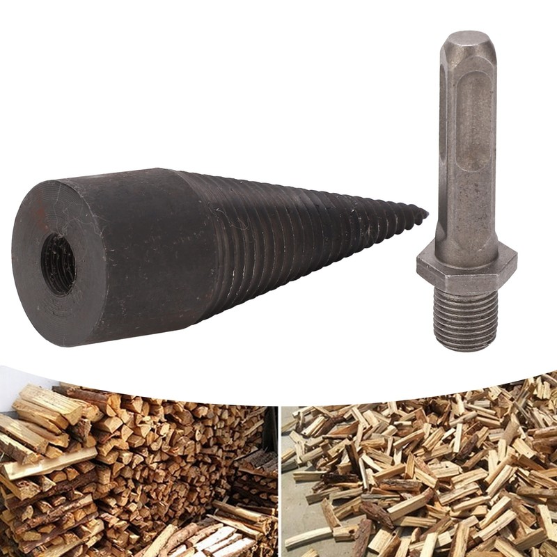 Wood Cone Punch Firewood Separation Detachable Round Shank Thread Drill