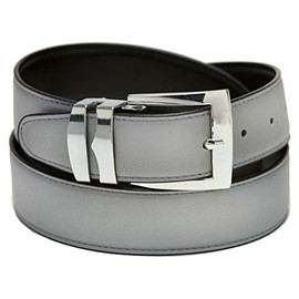Concitor Men's Belt Reversible Wide Bonded Leather Silver-Tone Buckle SILVER/Black 46