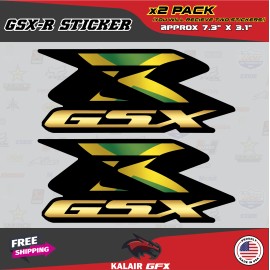 KALAIR GFX GSXR Stickers Decals 600 GSXR 750 1000 Logo Emblem Graphics x2 Jamaica (gold)