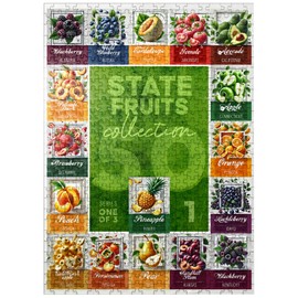 MyPuzzle Collage: State Fruits Series, Part 1 of 3 - Premium 500 Piece Jigsaw Puzzle for Adults