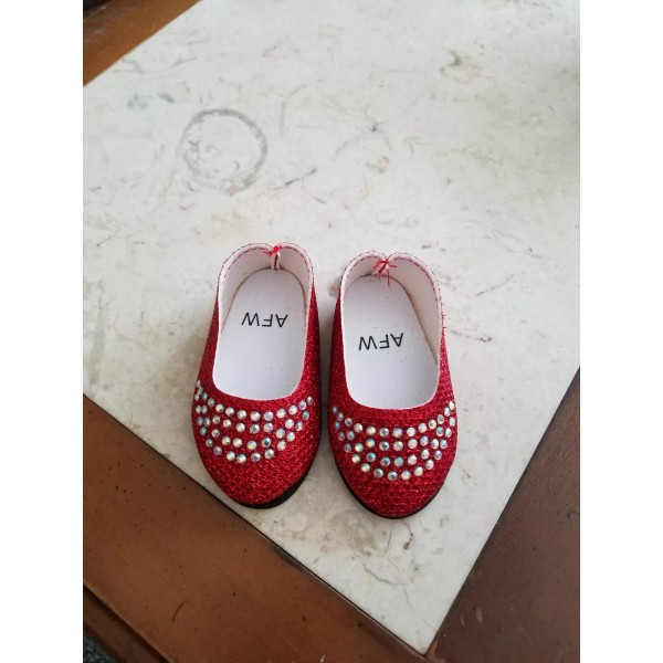 Unbranded Red With Crystals Flats fits 18" American Girl Size