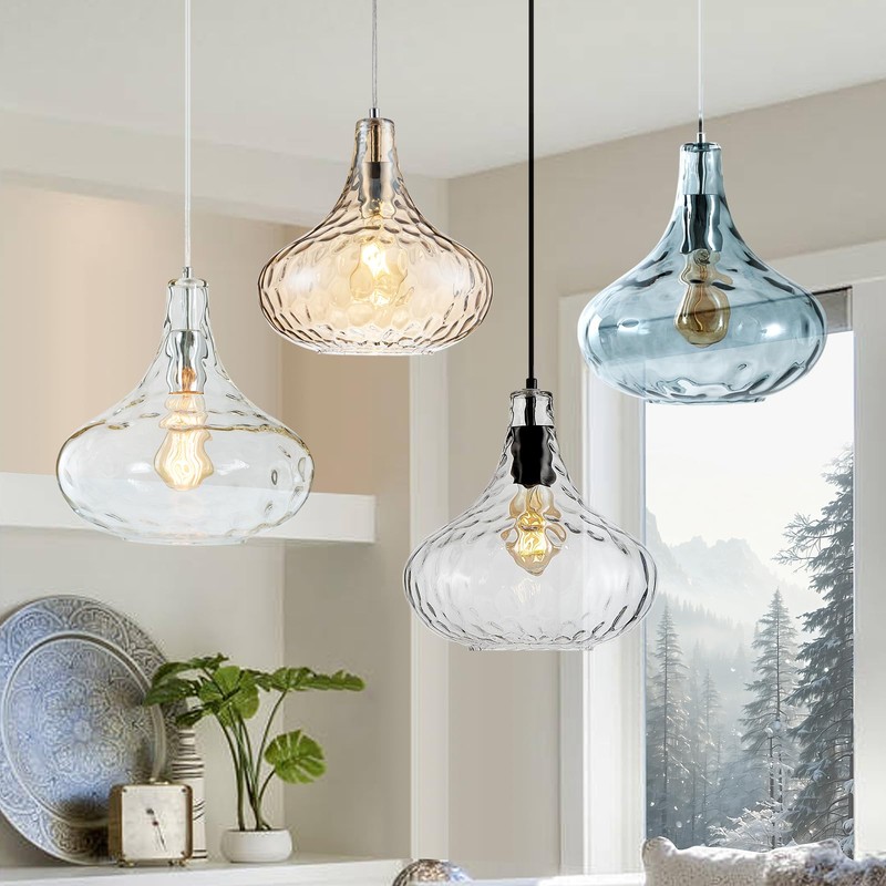 KOKAiZeeKi 11 Inch Kitchen Island Pendant Light – Blown Glass