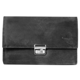 LEONARDO VERRELLI Waiter Wallet Leather Waiter's Wallet, Wallet, Women's Men's Wallet with or without Holster, Pocket with Chain and Large Coin Compartment, Dark grey without pocket, Western