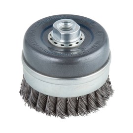 wolfcraft wire cup brush Ø 90 mm, twisted, thread M 14, angle grinder, 2150000