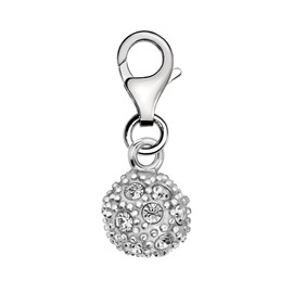 Quiges Women's Charm White Zirconia 3D Ball 925 Sterling Silver with Lobster Clasp