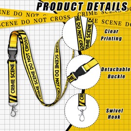 Qilery 16 Pcs Crime Scene Do Not Cross Lanyard Bulk Neck Strap Lanyards Crime Scene Decorations Keychain Breakaway Cool Lanyard for ID Badge Holder Key Rings Key Holder Key Chain Accessories