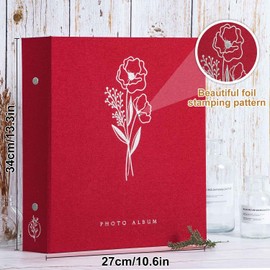 Lanpn Photo Album 4x6 400 Pockets, Linen Photo Albums Holds 400 Vertical Pictures Only Red