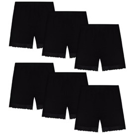 GENTABY Girls' Black Shorts Dress Safety Shorts - Short Leggings Shorts Bicycle Home Shorts Comfortable and Breathable Lace Shorts 6 Pack 1-10 Years, Black*6