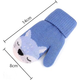 0-3 Years Baby Winter Gloves Kids Knitted Mittens Warm Fleece Lined Gloves Mittens with Cord Outdoor Soft Winter Gloves Ski Gloves Hand Warmer for Boys Girls, blue