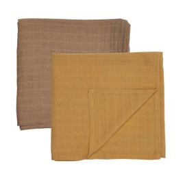 Huxie Denmark - Muslin Swaddle Blankets – 100% Organic Cotton Super Soft Baby Swaddle – Ideal Receiving Blanket for Baby Boy and Girl – 47’’ x 47’’ (Autumn Yellow/Natural)