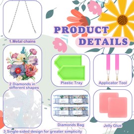 Chitidr 6 Pcs Seasonal Diamond Painting Kits 5d DIY Holiday Flowers Diamond Art Painting Hanging Signs for Spring Ventines Easter St. Patrick's Day Memorial Day Summer Wall Door Window Decor