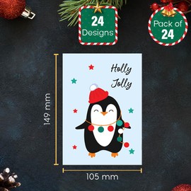 Papa Prints® Merry Christmas Cards Pack of 24 (149 x 105 mm) Xmas Cards Pack of Christmas Cards 2024 Greeting Cards Multipack Christmas Card Pack with Envelopes
