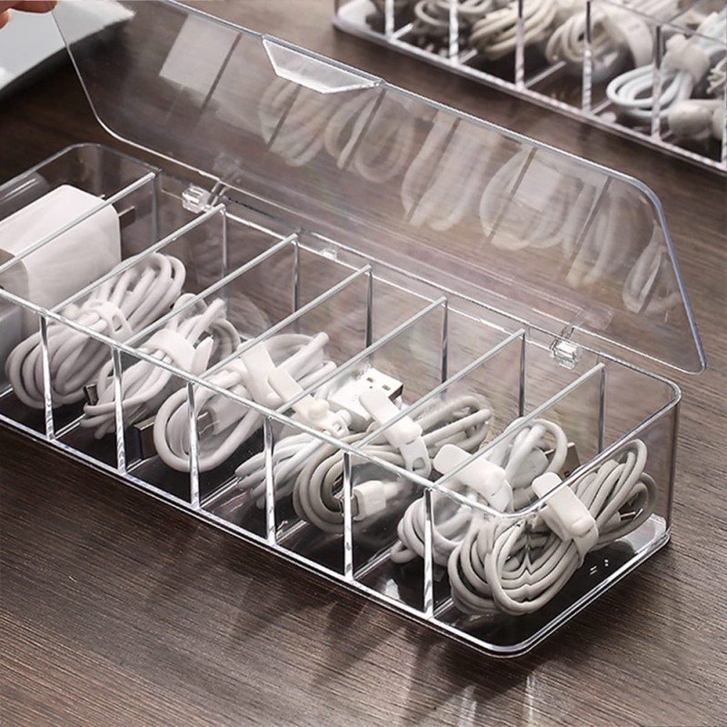 Operitacx Plastic Cable Management Box with Compartments Durable Organizer for