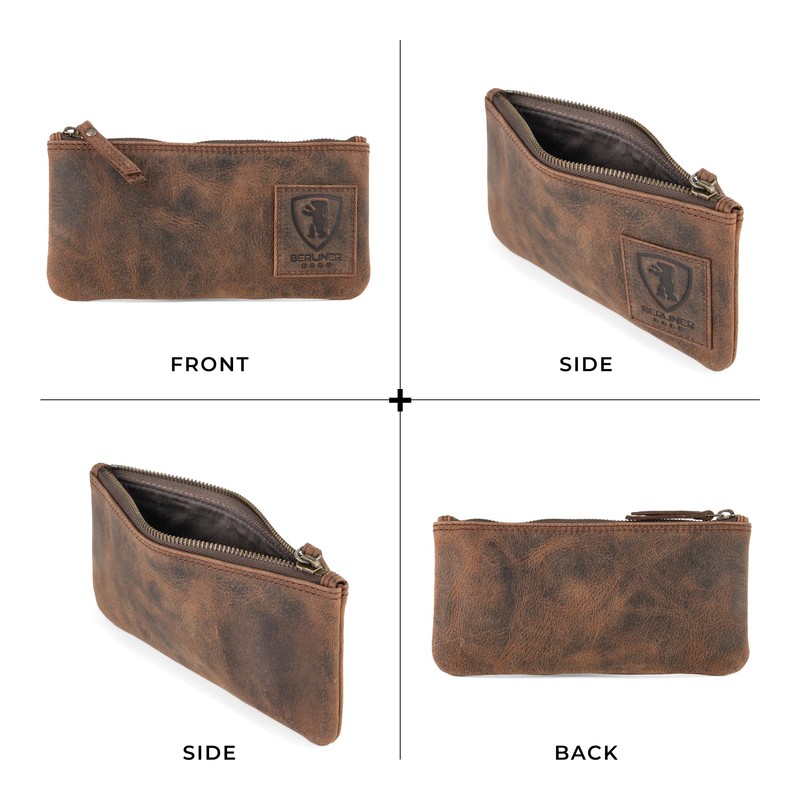 Berliner Bags Vintage Leather Pencil Case - Brown, erdfarben, Earth