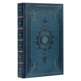 TRMESIA Decorative Book Box Vintage Style Fake Book Dark Blue Leather Embossing Book Shape Storage Box