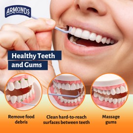 Armonds ProPicks Advanced Dental Picks for Teeth Cleaning - Disposable Plastic Toothpicks for Teeth & Gums - Clean & Reach Behind Teeth & Massages Gums - Fresh Mint Flavor - 24x80 Toothpicks