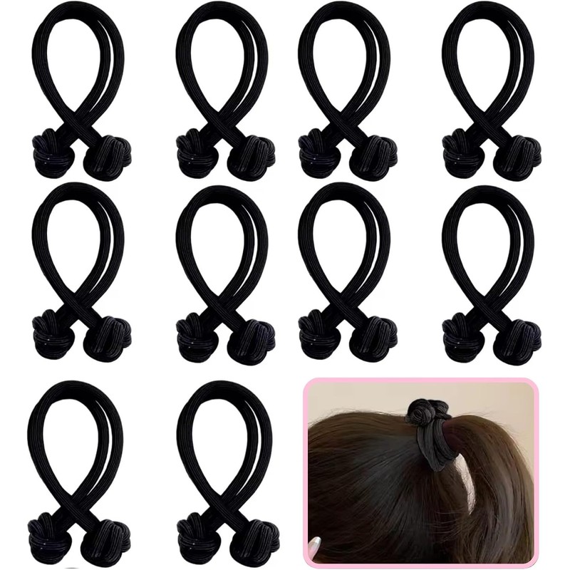 Docena De Liga De Nudo para Cabello, color Negro, Resistente,