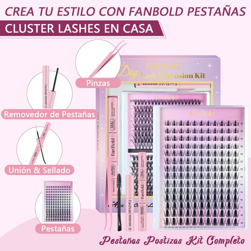 FANBOLD 154 Pcs Pestañas Postizas Kit Completo,Extensiones de Pestañas Con