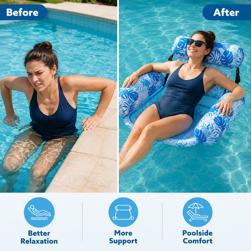 Inflatable Pool Lounge Chair for Adults – Adjustable Floating Seat