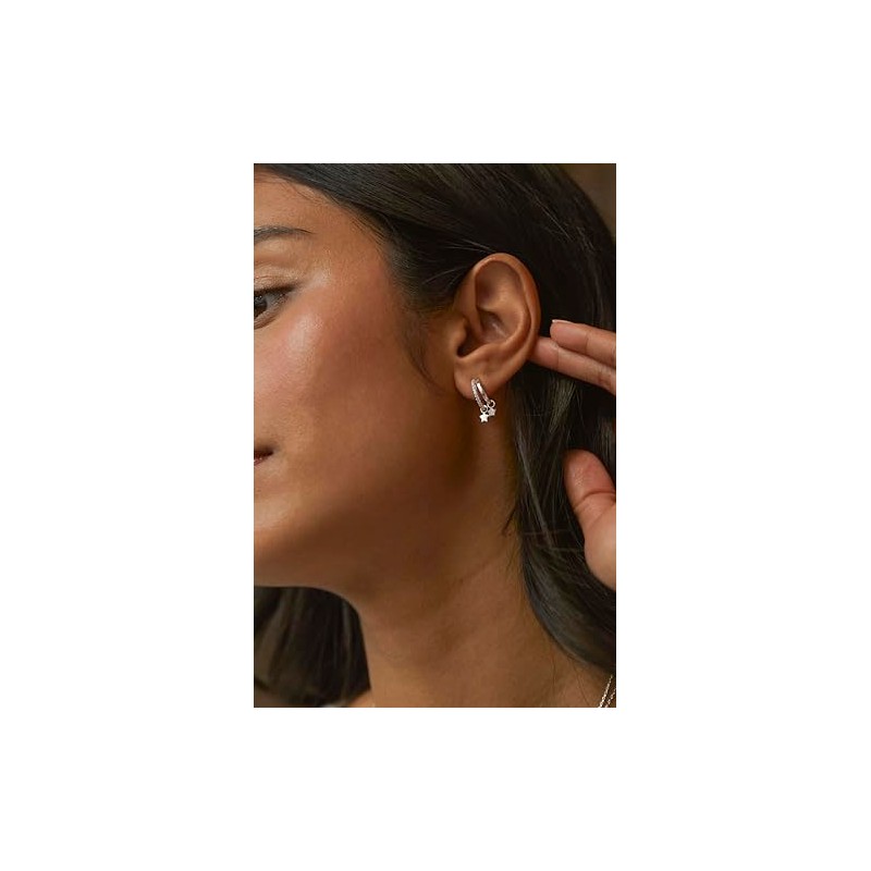 Duo Pave Star Silver Plated - Hoops