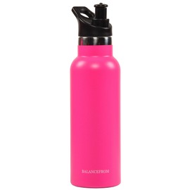 BalanceFrom Double-Wall Vacuum Insulated Stainless Steel Water Bottle, 3 Caps Included, Wide Mouth and Standard Mouth, Multiple Colors and Sizes