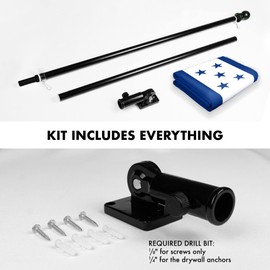 G128 Combo Pack: 6 Ft Spinning Flagpole (Black) & Honduras Flag 3x5 Ft Printed 150D Polyester, Brass Grommets (Flag Included) Aluminum Flag Pole