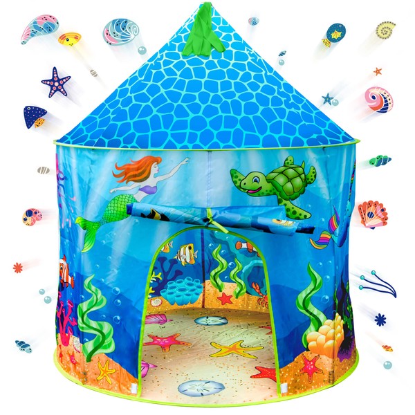 USA Toyz Under The Sea Kids Pop Up Tent - Mermaid Pop Up Kids Tent, Indoor Playhouse Tent for Girls and Boys with Kids Play Tent Storage Carry Bag, Toy Outdoor Indoor Tent for Kids, Toddler Tent