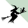 Small 100mm 'Witch & Cat On Broomstick' Clear Static Window