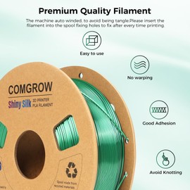 Comgrow Silk PLA 3D Printer Filament, Dual Color 2 in 1 Black and Green, 3D Printing PLA Filament 1.75mm, Dimensional Accuracy +/- 0.02 mm, 1KG Spool, Coextrusion Shiny Silk 3D Filament