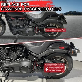 WOWTK Passenger Peg Crash Bar/Frame Slider for Harley Softail 2018-2024,for Low Rider/Street Bob/Heritage Classic/Fat Bob/Fat Boy/Breakout/Deluxe/Sport Glide/Slim/Standard,GLOSS BLACK