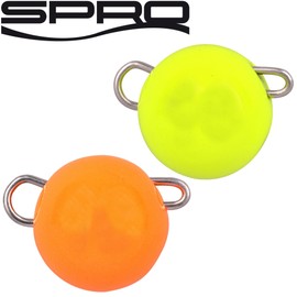 Spro Freestyle Tungsten Bottom Jig Glow Orange/Chartreuse – 2 Fishing Jig Heads – LEAD HEAD FOR Jigging & Vertical, 3g