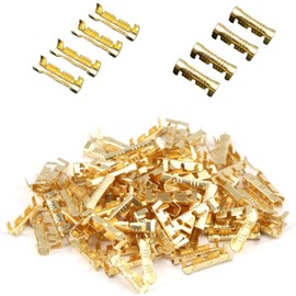Pack of 100 Brass Crimping Terminals, U-Shaped Crimp Connectors, Cable Connectors, 0.3-1.5 mm Cable Connectors, Double Joint Butt Connectors, Crimping Connectors, for Safe and Reliable Electrical