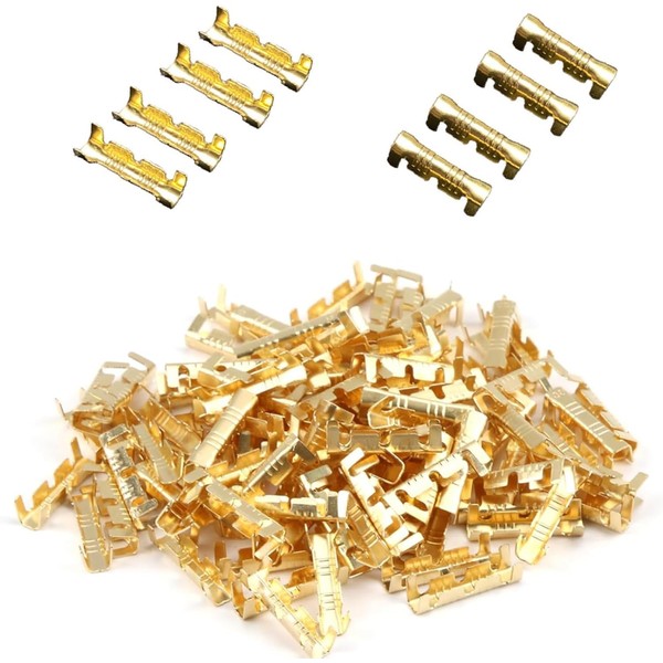 Pack of 100 Brass Crimping Terminals, U-Shaped Crimp Connectors, Cable