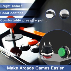 24Pcs 16MM Momentary Push Button on Off Switch Assorted Red Green Yellow Blue White Black,3A 250V AC 2-Pin Self-Resetting Mini Round Switch