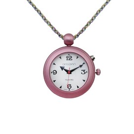 QINGQIAN English Voice Talking Watch for Blind,Visually impaired or Elderly,Super Light Aluminum Shell Pink Pendant Pocket Watch