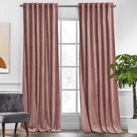 KGORGE Wild Rose Velvet Curtains 84 inches 2 Panels, Velvet Blackout Curtains for Bedroom Living Room, Soft Darkening Thermal Insulating Curtains & Drapes, Back Tab Rod Pocket Curtains, W 52 x L 84