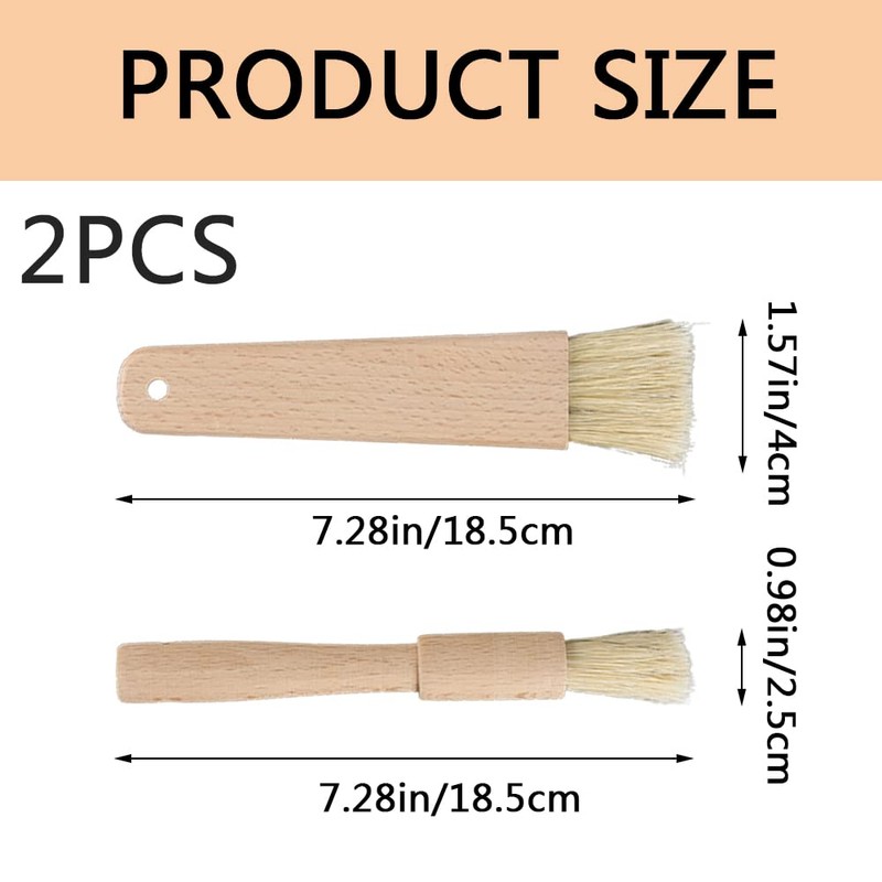 2 Pcs Pastry Brushes - Natural Bristle Basting Brush BBQ