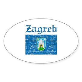 CafePress Flag of Zagreb Design Oval Car Bumper Sticker(10-Pack)