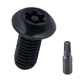 M6-1.0 x 10mm Stainless Button Torx Head Machine Screws (25 pcs), 18-8 (304) Stainless Steel Tamper Resistant Torx Drive Screws, Car License Plates Screws, Black Coated, Fayeploo (Screwdriver Bit)