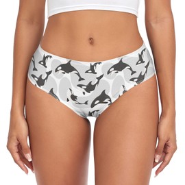 JHKKU Women's Killer Whale Orca Animal Briefs Soft Underwear Hipster Panties S
