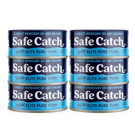 Safe Catch Canned Wild Tuna Fish, Wild Caught, Lowest Mercury, Gluten-Free, Kosher, Non-GMO, Whole30 Approved, Paleo, Keto Food, 5oz Can, 6-Pack