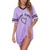 Marvmys Women Casual Sleepshirts Short Sleeve Lounge Dress Soft V