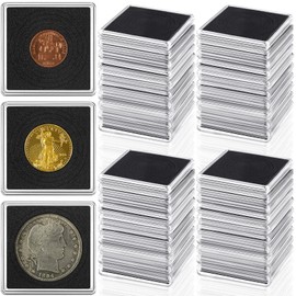 Leinuosen 45 Pcs Adjustable Acrylic Coin Cases for Collectors with Sponges 20/25/30/35/40 mm Coin Snap Holder Silver Dollar Protection Cases Dollar Collection Supplies
