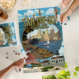 Lantern Press 1000 Piece Jigsaw Puzzle, San Diego, California, Montage