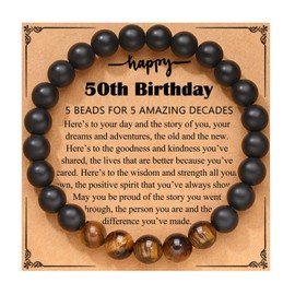 50 Th Birthday Gift Bracelets for Men 50 Yr Old Birthday Gifts for Brother Boyfriend 50 Year Old Birthday Gift for Best Friend Happy 50th Birthday Gifts Tigers Eye Bracelet