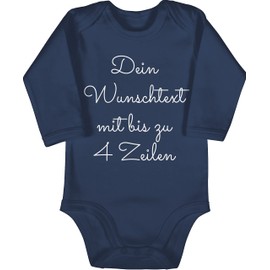 Geschenk mit Namen personalisiert by Shirtracer - Baby Bodysuit Long Sleeve Girl Boy - Design Your Own Print - Desired Text, 1 Navy Blue