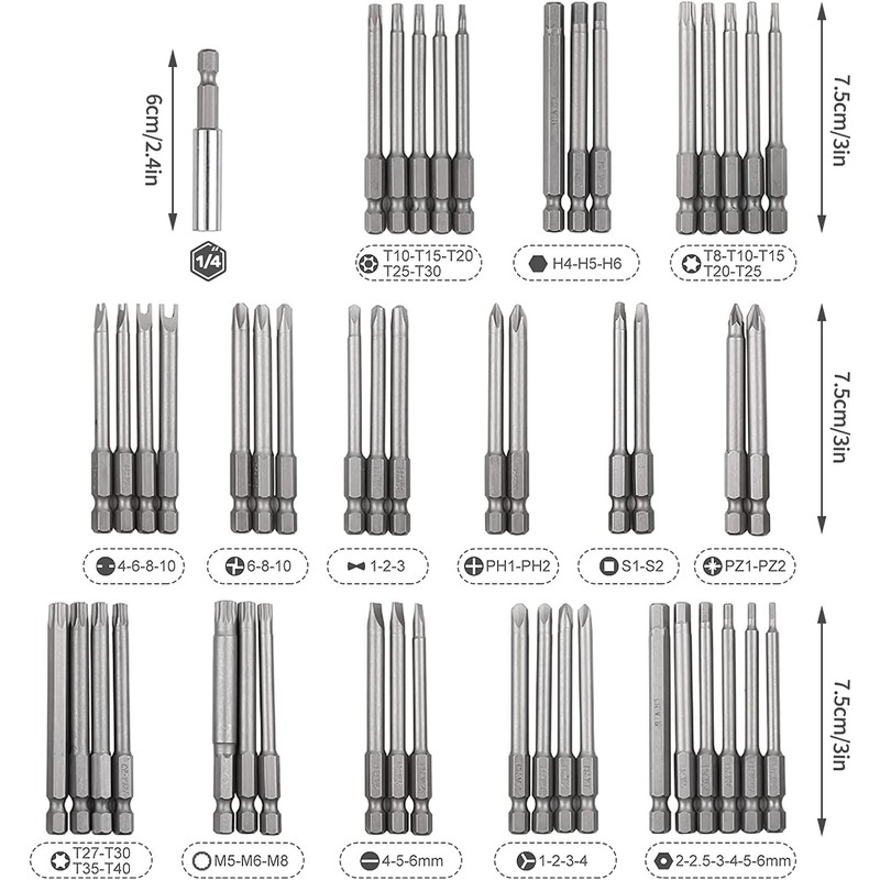 Yasoschaoz Screwdriver Bit Set, Sunsbell Security Bit Set Extra Long