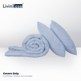 LivinEase Bed Linen 135 x 200 cm Set - Microfibre Duvet Cover 135 x 200 cm + 1 Pillowcase 80 x 80 cm - Bed Linen Spa Blue